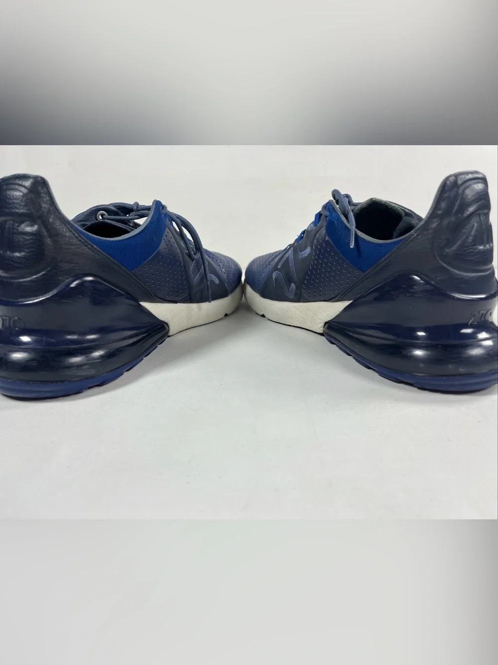 Nike Air Max 270 Premium Diffused Blue Leather Athletic Sneakers Mens 11.5